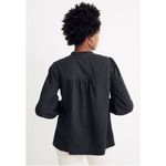 Madewell Denim Collarless Popover Shirt Faded Black Pleated Sleeves Photo 8
