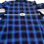 Maje  Rulyl Blue & Black Plaid Checkered Long Sleeve Tie Front Button Shirt Dress Photo 8