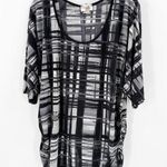 Lavish Vintage Y2K  Black & Gray Windowpane Printed Ruched Blouse Size 1X Photo 0