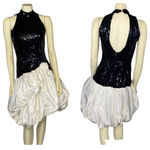 Dave and Johnny Vintage by Joseph Lara Black Sequin Dress, balloon skirt size Med Photo 1