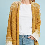 Anthropologie Akemi + Kin Chunky Knit Open Front Cardigan Ombré Mustard Size XL Photo 0