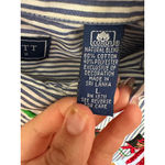 Karen Scott  Vintage Teacher Striped Embroidered Button-Up Shirt Blue/White Large Photo 10