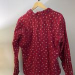 Vintage Red Floral Button Up Shirt Large Prairie Boho‎ Cottage Heritage Cozy Photo 3