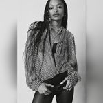 Free People NWT Shimmer Stripe Kimono Color: Silver Size All Photo 4