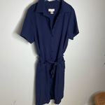Rachel Parcell  Navy Peacoat Navy Blue Collared Front‎ Button Short Sleeves Large Photo 2