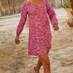 NEW Boden V Neck Flippy Floral Linen Dress Radish Oriental Paradise 14R Red Size 14 Photo 3