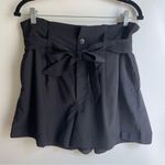 Madewell Women's Shorts Black Paper Bag Elastic High Waist 32" Belt Size 12 Photo 0