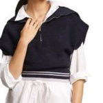 Maeve  by Anthropologie Size Small‎ Navy Blue Quarter-Zip Sweater Tee Photo 0