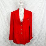 Neiman Marcus Vintage 80s  Red Silk Blazer Jacket Women's Size 10 Single Breasted Photo 2
