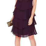 Slny  Tiered Rhinestone Capelet Dress in Fig Size 14 NWT Photo 0