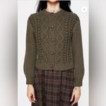 Disturbia Nerthus Pom Pom Cable Knit Cardigan Sz XL in Green Chunky Photo 1