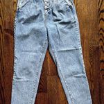 Simple Society  Mom Jeans 7/28 High Waist Button Fly Distressed Hem Light‎ Wash Photo 0