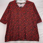 Ulla Popken Womens Tunic Top Size 28/30 Heart Dark Romantic Valentines Oversized Red Photo 0