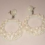 Vintage Off White 3D Wedding Cake Floral Boho Pierced Earrings Photo 2