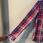 SO  Perfect Shirt Pink & Blue Plaid Soft Rayon‎ Relaxed Fit Button Front Size M Photo 4