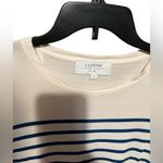 LA LIGNE NYC White Navy Stripe Viscose Silk Teddy Tee Blue Photo 5