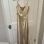 Lulus Champagne Satin Dress Photo 3