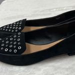 Tahari  Flats Esther Suede Grommet Detail studded Pointed Toe Black size 7.5 Photo 2