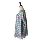 Vineyard Vines  Cover Up Women Large Blue White Stripe Cotton Tassels Tunic Beach Photo 4