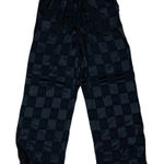Urban Revivo S Black Satin Check Pants Wide Leg Y2K Grunge Statement Lounge‎ Photo 0