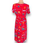 Spiegel Vintage Red Floral Rayon Maxi Dress Size 14 Made in USA Eclectic Artsy Photo 7