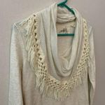 Anthropologie Angel Of The North Cream Cowl Fringe Sweater Wool Cashmere Photo 2