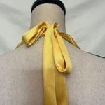 AUW Halter Dress Sz Medium Bright Yellow Shiny Pleated Babydoll Tie Retro Y2K Photo 8