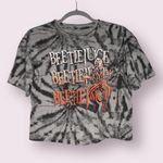 Beetlejuice Black and Grey Tie Dye Sparkly Graphic Crop Top Large Photo 1