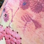 XCIT U.S.A. Vintage XCIT Tiedye Pastel 3/4 Sleeve Blouse Top Floral Berry Print Pink Purple Photo 12