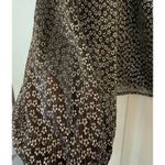 1.STATE Floral Balloon Sleeve Blouse Sz MED Black Glitter Gold Holiday Party Photo 3