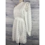 Pink Lily  One Shoulder Dress Women Size M White Side Zip Long Sheer Sleeve Photo 3