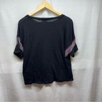 LNA ‎ Black Tee with Silver Fringe Sleeves Photo 5
