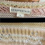 Aeropostale Cream and Pink Crochet Tie Front Crop Top Photo 1