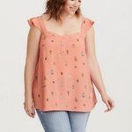 Torrid Peach Ruffle Strap Blouse with Cactus & Hot Air Balloon Print Tank Size 2 Photo 0
