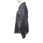 Ellen Tracy  Navy Sheer Striped Button Down Blouse Women’s 8 Evening Party Photo 8