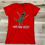 Red Dinosaur Short Sleeve Shirt Women’s Small Photo 0