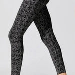Carbon 38 Black High Rise 7/8 Lace Floral Pearl Print Metallic Silver Leggings Photo 1