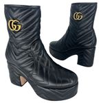 Gucci 95mm Matelasse' Leather Platform Boots in Black Photo 0
