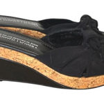 Donald Pliner VTG. Y2K BLACK BOW TIE WEDGE SANDALS SIZE 10 1/2 NEW. Photo 0