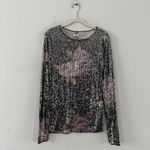 Free People NWT Intimately Gold Rush Black Combo Printed Sequin Long Sleeve Photo 3