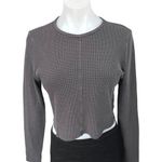 Madewell  Women's Gray Waffle Knit Long Sleeve Crew Neck Crop Sweater Top Size M Photo 0