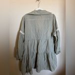 ZARA  Boho Tiered Flowy Mini Dress Sz Small Loose Fit Lace‎ Green Tie Photo 7