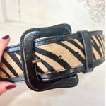 via spiga Genuine Leather Tiger Striped Adjustable Waist Belt Beige/Black Small Photo 5