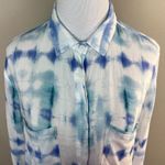 Bella Dahl Hipster Shirt Small Women Blue Aqua Shibori Button Up Lightweight New Photo 11