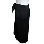 Vince  Pleated Tie Front Midi Skirt Black Gathered Front Slit Womens Size XS Photo 3