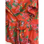 Rhode Elodie Blouse Top Size Medium Red Floral Cropped Puff Sleeve Ruffle Boho Photo 7