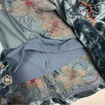 ECI  women's size 14 blue velour floral dress sleeveless asian kimono large Photo 11