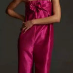 Hutch Anthropologie  Satin Bow-Tie Jumpsuit. Size Medium. Pink. New with tags. Photo 0
