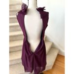 Custom Plum Purple Pleated Ruffle Trim Sleeveless Knee Length Cocktail Dress Size 2 Photo 2