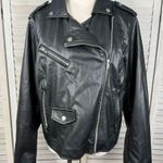 Nine West  Women's Vegan Leather Biker/Motorcycle Jacket Mineral Black-0X Photo 0
